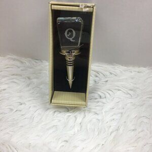 NEW Cypress Home Eteched Monogram Q Crystal Glass Decorative Wine Bottle Stopper
